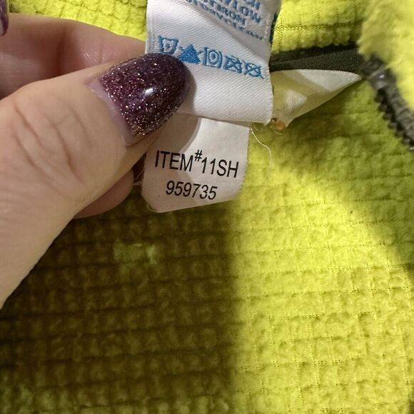Women’s Orvis Trout Bum Fleece Pullover Lime Green Flaw Size Medium Zip Waffle - Picture 6 of 7